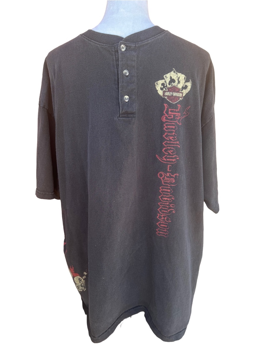 Harley-Davidson Twin Cities MN Henley Graphic Shirt Faded Black Men's 2XL Biker